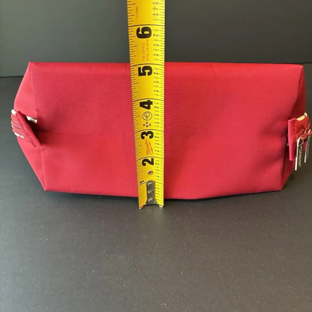 Burberry Fragrance Zip Plaid Detail Makeup/Cosmetic Bag Burgundy